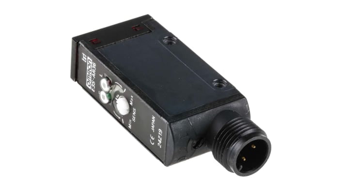 Omron E3SAR36, sensore fotoelettrico rettangolare a retroriflessione, rilevamento 100 mm-2 m, uscita PNP, IP67.