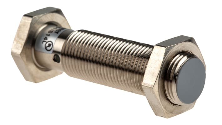 Sensore di prossimità cilindrico NPN Baumer IFRM 12N1701/S14L, montaggio a filo, distanza di rilevamento 4 mm, grado di protezione IP67.