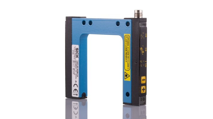 Sensore fotoelettrico Sick WFL50-60B416, rilevamento a forcella 50 mm, uscita luce/buio, custodia metallica, IP65.