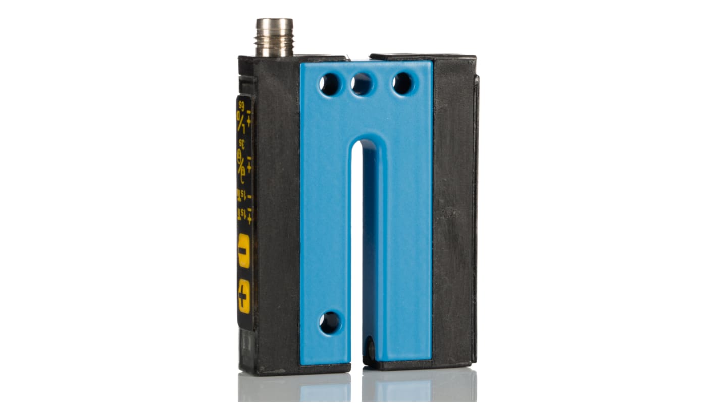 Sensore fotoelettrico Sick WFL5-40B416, rilevamento luce/buio, uscita NPN/PNP, IP65, custodia metallica, connettore M8.