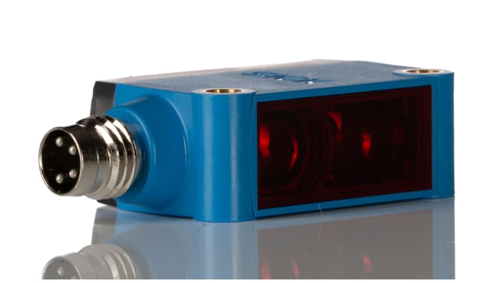 Sensore fotoelettrico rettangolare Sick GTE6-P4212, PNP, rilevamento 250-300 mm, IP67, temperatura -25°C/+55°C.