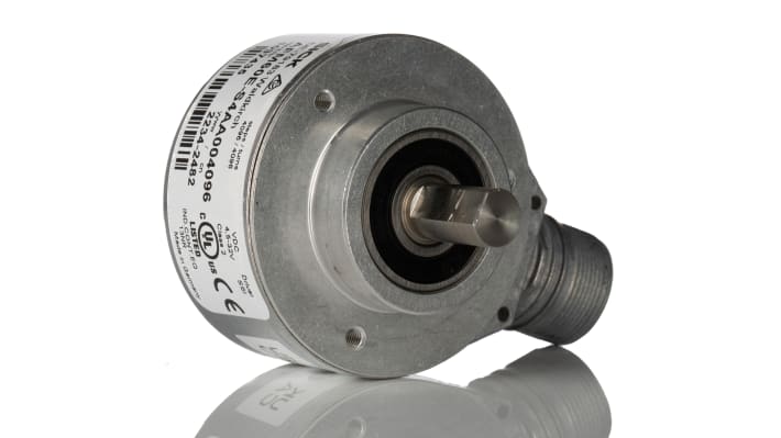 Encoder assoluto Sick AFM60E-S4AA004096, 4096 impulsi giro, interfaccia SSI, albero 10 mm, IP65, 60x60x40,1 mm.