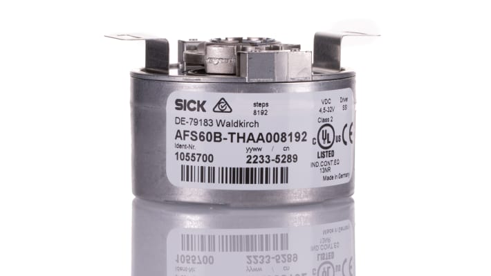 Encoder assoluto Sick AFS60B-THAA008192, 8192 impulsi/giro, IP67, montaggio a faccia, diametro albero 15 mm.