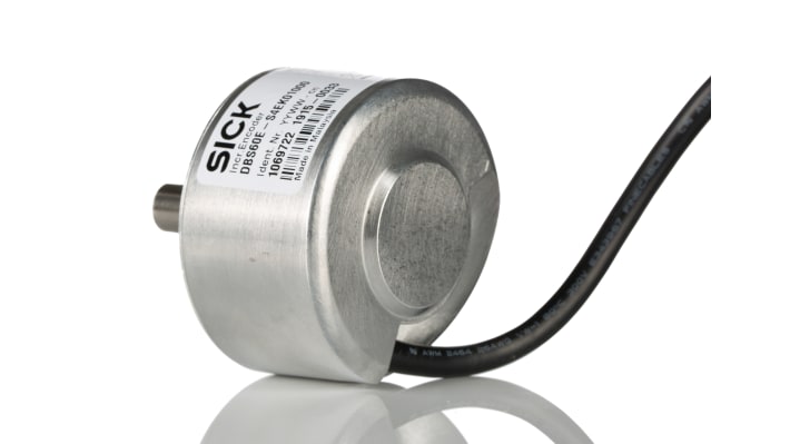 Encoder incrementale Sick DBS60E-S4FK01000, 1000 impulsi/giro, montaggio ad albero pieno, diametro 58 mm, IP65, -30 a +100 gradi.