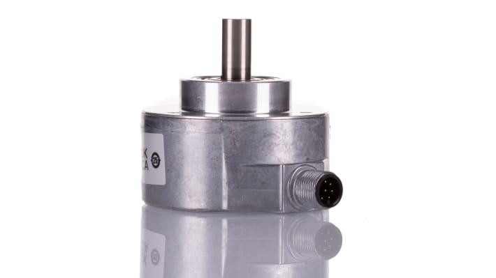 Encoder incrementale Sick DFS60A-S4PC65536, risoluzione fino a 16 bit, montaggio su albero pieno, dimensioni 60x60x40,1 mm.