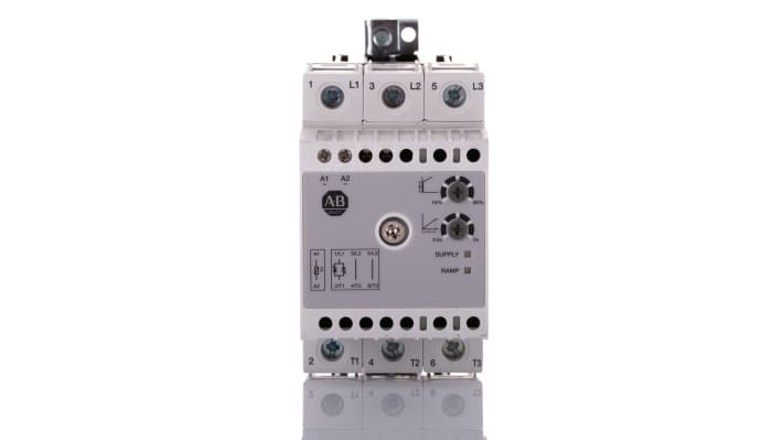 Soft starter Rockwell Automation 154-TP1C12NCD, 3 fasi, 6,3 kW, montaggio su guida DIN, dimensioni 54x113x90 mm.