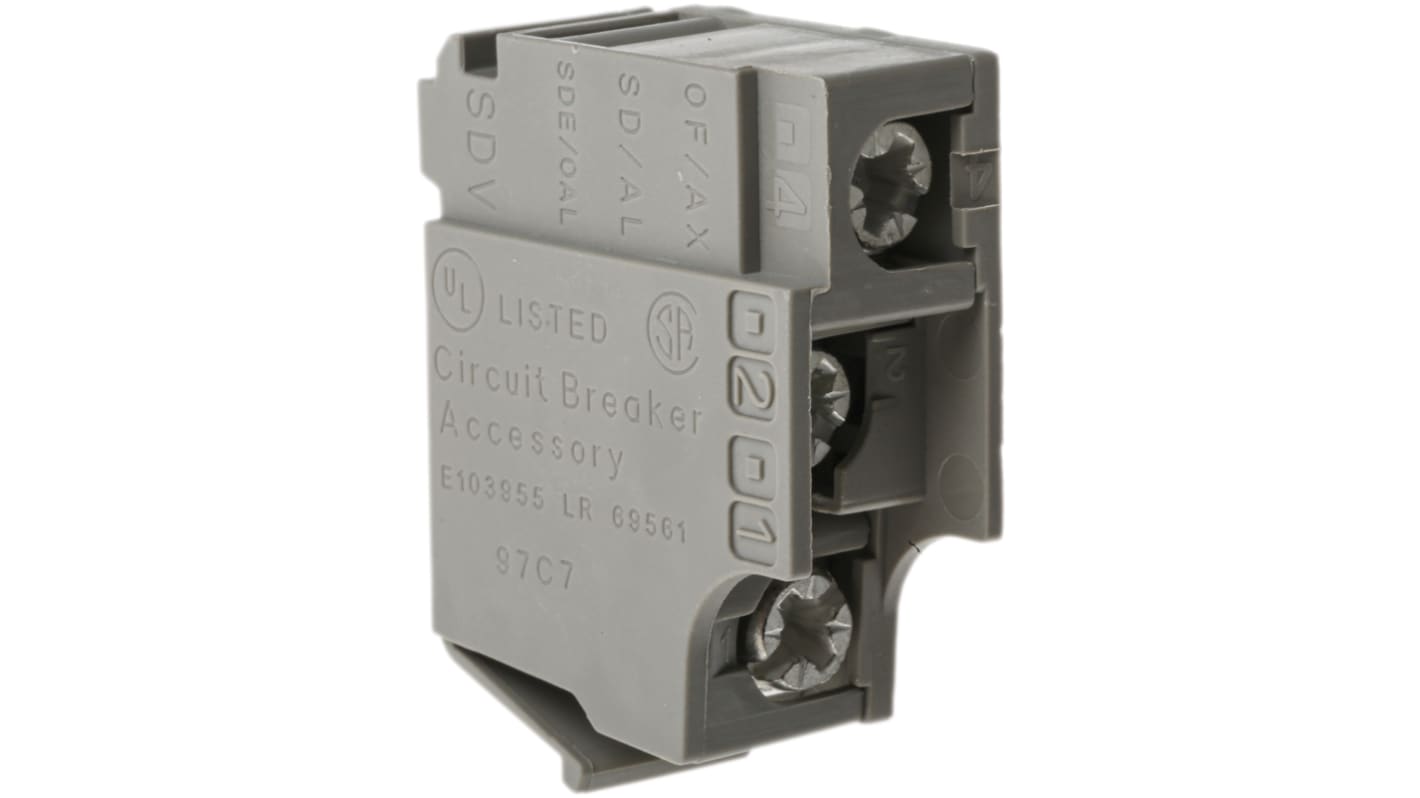 Contatto ausiliario Schneider Electric 29450: 1NC + 1NO, 6A, 250V DC, SPDT, terminali a vite. Ideale per accessori Interpact.