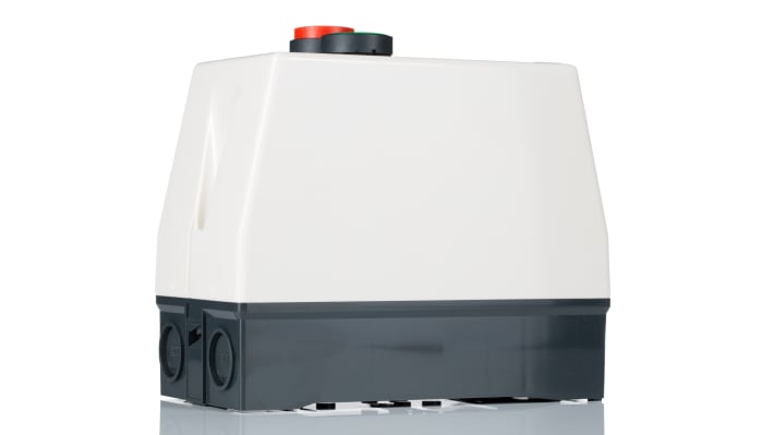 Starter DOL manuale Schneider Electric LE1D09N7, 3 fasi, 5,5 kW, IP65, montaggio superficiale, dimensioni 166 x 88 x 128,5 mm.