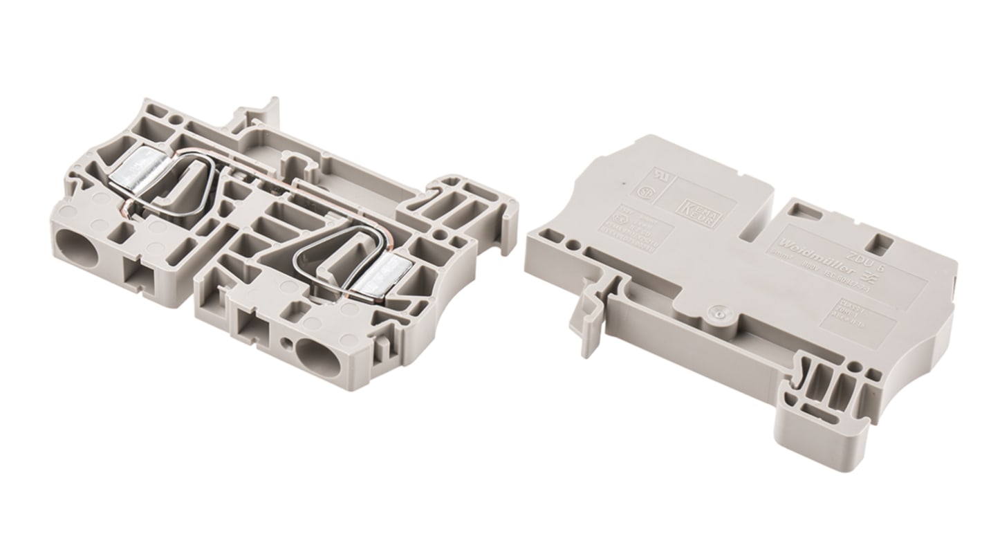 Morsettiera passante Weidmüller 1608620000, livello singolo, 57A - Terminali standard su guida DIN, alta temperatura, certificata UL e CSA.