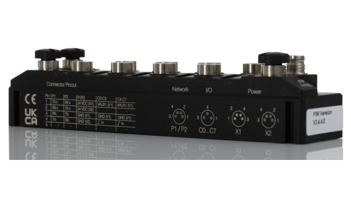 Modulo I/O Turck TBEN-L4-8IOL, 2 porte M12 4 pin, IP69K, -40 a 70 °C, dimensioni 230,4 x 60,4 x 39 mm.