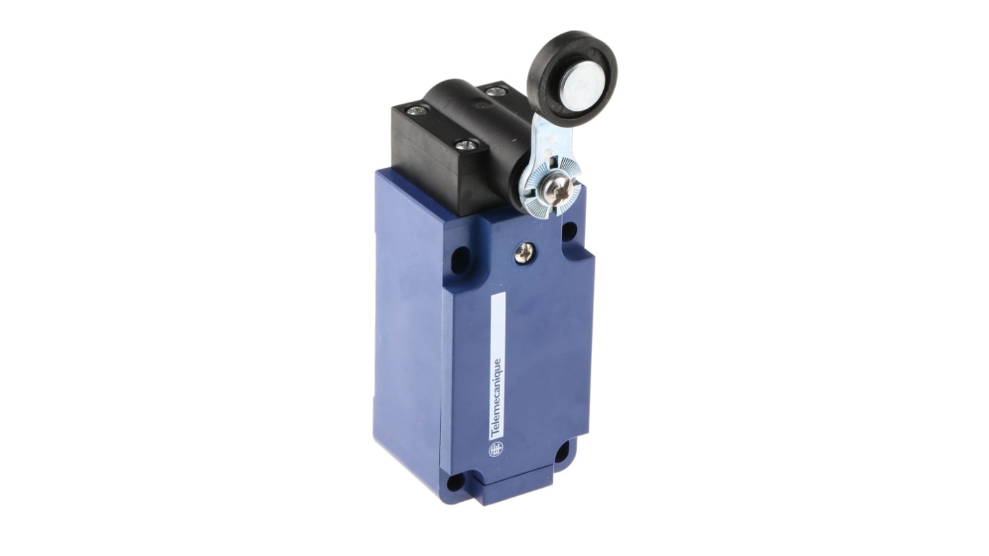 Interruttore di fine corsa leva NO/NC Telemecanique Sensors XCKS131, IP65, 240V, 3A, dimensioni 72.5mm x 40mm x 36mm.
