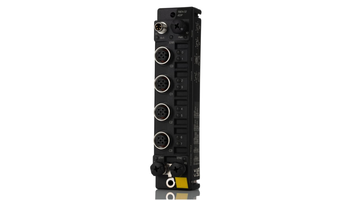 Modulo I/O Turck TBEN-S2-8DIP, 8 ingressi PNP, 24 V c.c., dimensioni 144 x 32 x 32 mm, grado di protezione IP69K.