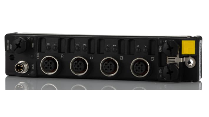 Modulo I/O Turck TBEN-S2-8DIP, 8 ingressi PNP, 24 V c.c., dimensioni 144 x 32 x 32 mm, grado di protezione IP69K.