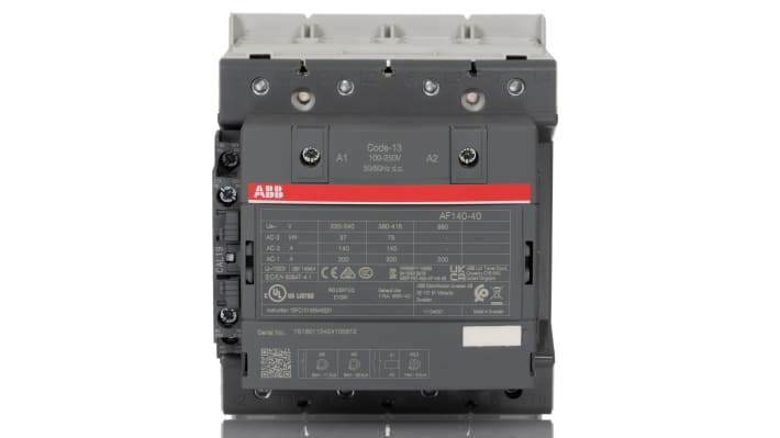 Contattore ABB 1SFL447101R1311 AF140-40-11-13, 4 poli, 200 A, 75 kW, 250 V, dimensioni 128x120x150 mm, per controllo motori.