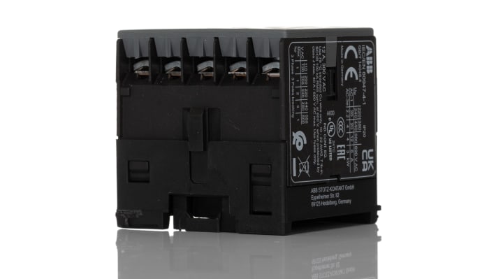 Contattore ABB GJL1211001R0011 B6-30-01 24V AC, 3 poli, 20 A, montaggio su guida DIN, dimensioni 52.5 x 46.7 x 57.5 mm.