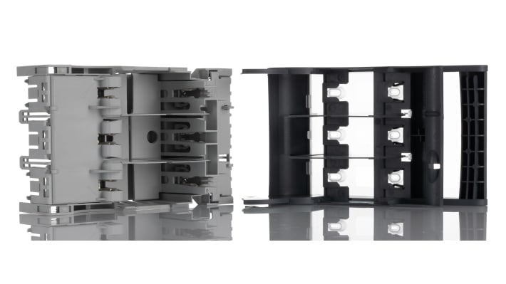 Sezionatore portafusibili ABB, 3 poli, corrente 160A, montaggio su base, fusibile NH00, tensione 690V ca. per applicazioni industriali.
