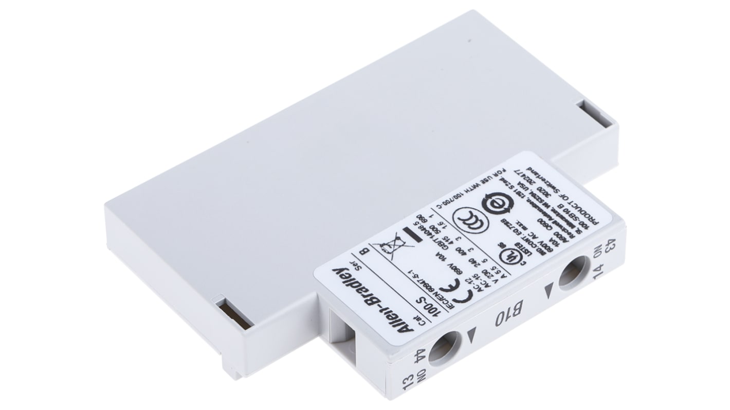 Contatto ausiliario Allen Bradley 100-SB10, 10 A, montaggio laterale, serie 100S. Ideale per contattori principali, sicurezza industriale.