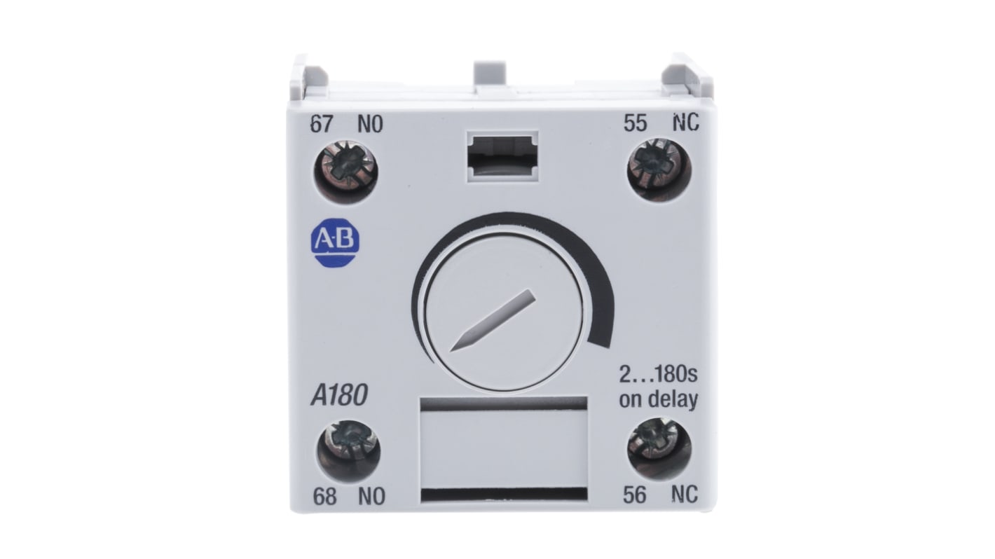 Allen Bradley 100-FPTA180, timer pneumatico per moduli MCS, ritardo 1.8-180 secondi, contatto DPST, compatibile con serie 100-C e 700-CF.