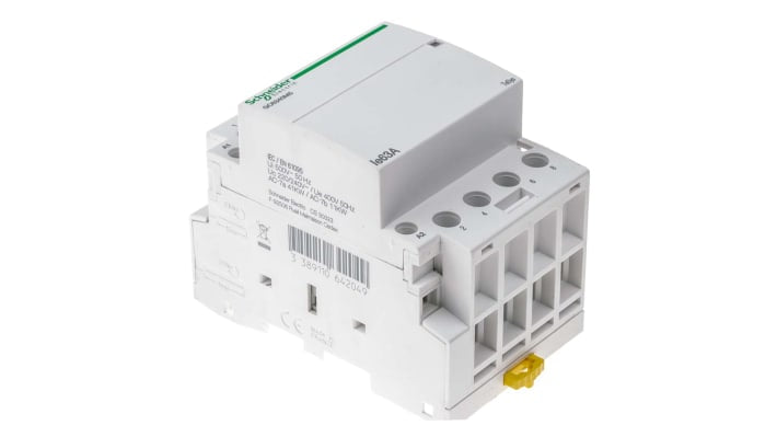 Contattore 4 poli Schneider Electric GC6340M5, 63 A, 230 V, montaggio a pannello o su guida DIN, dimensioni 81x52.5x65 mm.