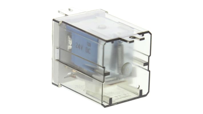 Relè di potenza Finder 65.31.9.024.0300, SPST, 24V cc, montaggio su flangia, 30A, dimensioni 62,2mm x 32,2mm x 36,5mm.