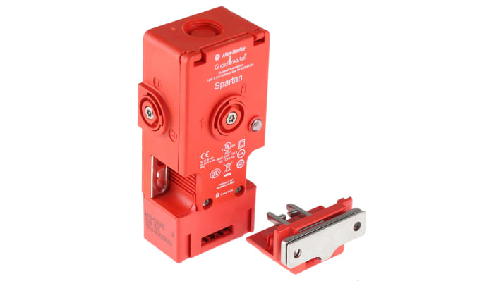 Interruttore di interblocco a solenoide Allen Bradley Guardmaster 440G-S36005, 230V, IP67, con 2NC e 1NO, dimensioni 58x35x120mm.