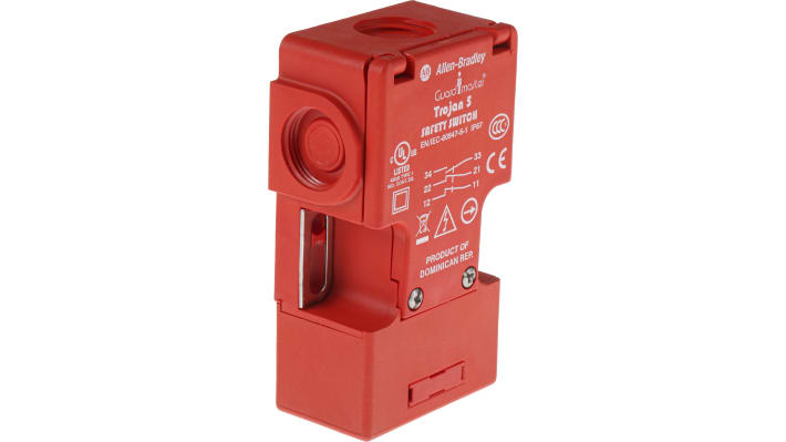 Interruttore di interblocco di sicurezza a chiave Allen Bradley Guardmaster 440K-T11118, 2NC/1NA, IP67, dimensioni 95mm x 32mm x 52mm.