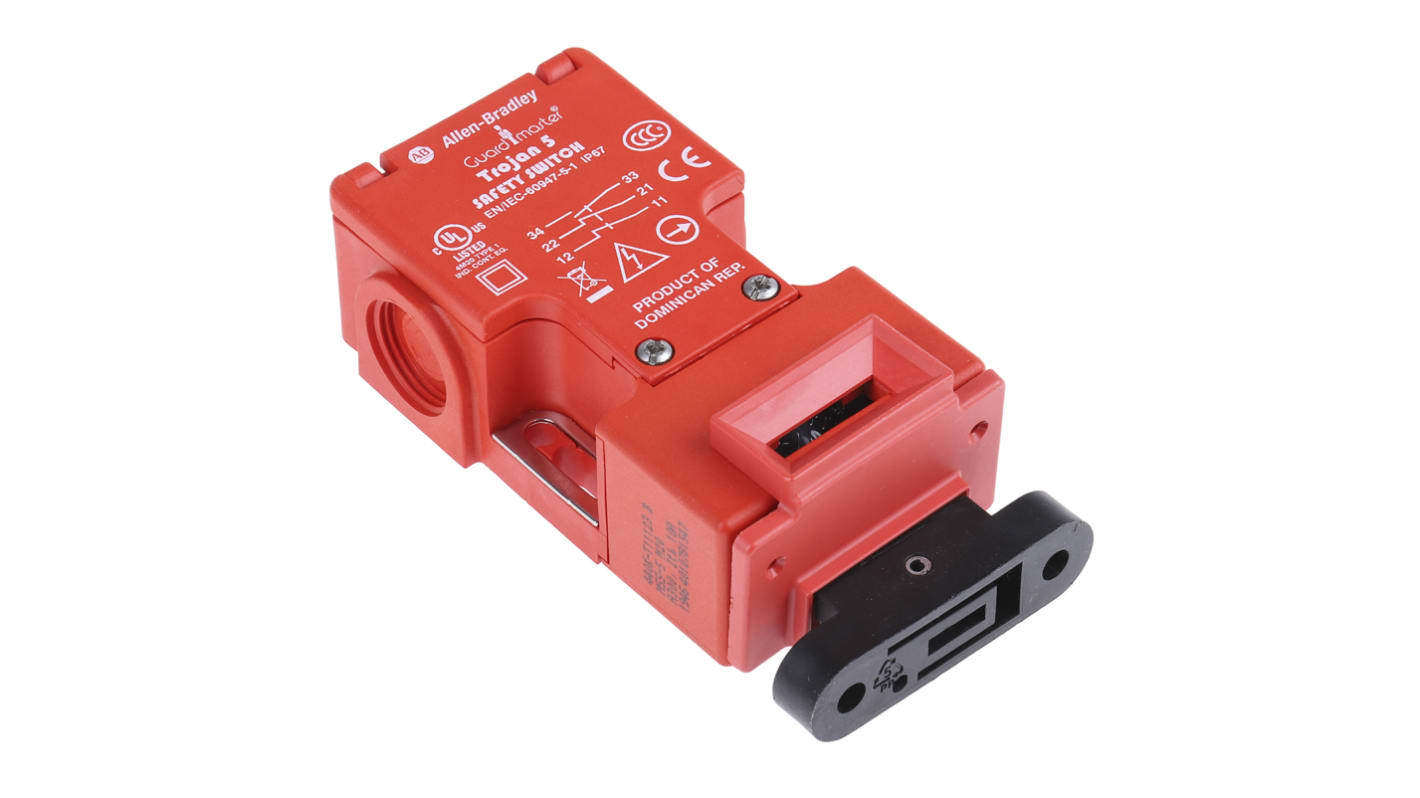 Interruttore di interblocco di sicurezza a chiave Allen Bradley Guardmaster 440K-T11123, 2NC/1NA, IP67, 240V AC, dimensioni 32mm x 95mm x 52mm.