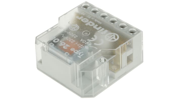 Finder 26.08.8.230.0000, relè DPST-2NO 230V, montaggio a pannello, corrente 10A, isolamento 4kV.