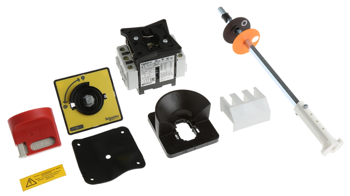 Interruttore isolante Schneider Electric VCCF1, 3P 32A 690V ca IP65 per ambienti industriali. Alta visibilità e sicurezza con maniglia bloccabile.