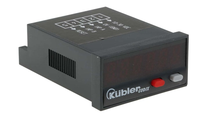 Contatore digitale Kübler 6.521.012.300, LED 6 cifre, montaggio a pannello, IP65, 10-30 V c.c., 48 mm x 24 mm.