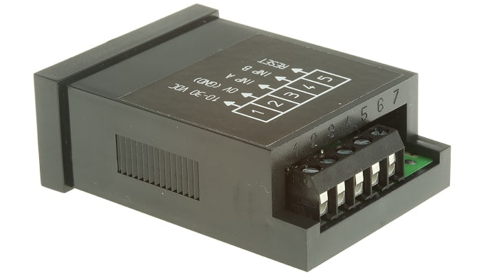 Contatore LED Kübler 6.523.012.300 per montaggio a pannello, 6 cifre, alimentazione 10-30 V c.c., IP65, dimensioni 22,2 mm x 45 mm.