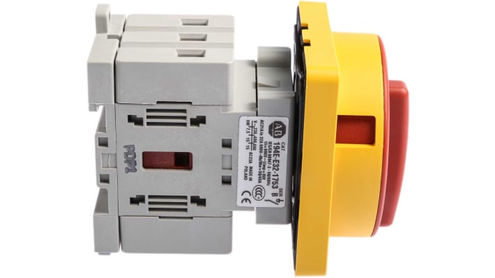 Interruttore di isolamento 3 poli Allen Bradley 194E-E25-1753-6N, 25A, 690V, montaggio a pannello, dimensioni 90x45x60mm, grado di protezione IP66.