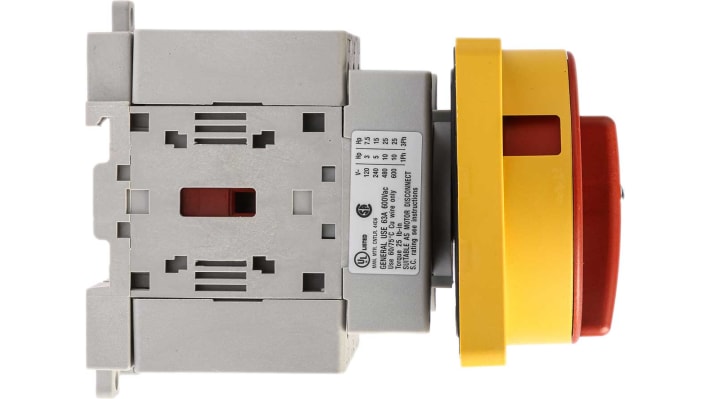 Interruttore di isolamento Allen Bradley 3 poli, 63A, 690V, IP66, montaggio su base, dimensioni 80mm x 54mm x 73mm.
