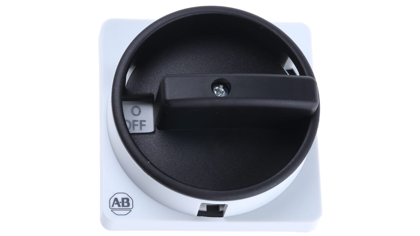 Manopola rotante Allen Bradley 194L-HE6G-175 per interruttore isolante, colore nero/grigio, dimensioni 67 x 67 mm, grado di protezione IP66.