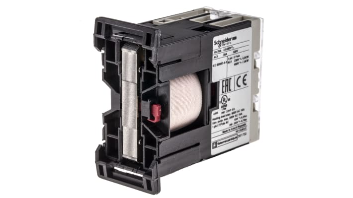 Contattore Schneider Electric LC1SKGC200U7, 2 poli, bobina 230 V, corrente 5 A, montaggio a pannello, dimensioni 27x56x55,5 mm.