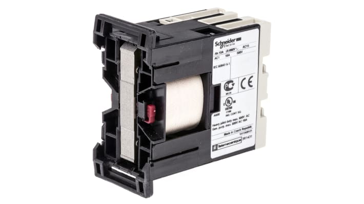 Contattore Schneider Electric CA2SK11U7, 1 NO + 1 NC, 10 A, montaggio su guida DIN 35 mm, dimensioni 56x55.5 mm. Tensione 690 V c.a.