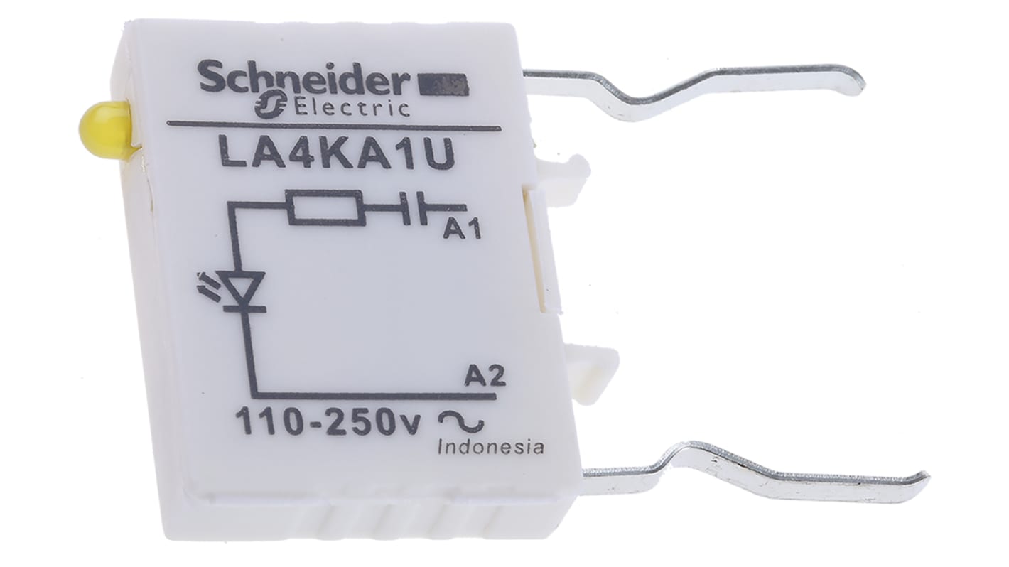 Soppressore sovratensioni Schneider Electric LA4KA1U per Serie TeSys K. Moduli clip-on anti-interferenza per LC1K e LP1K.