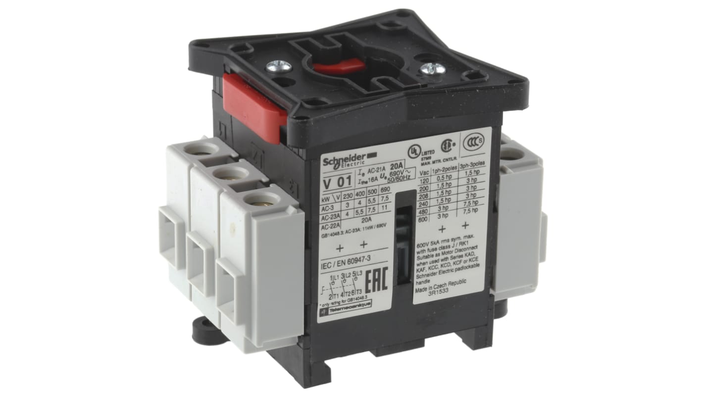 Interruttore industriale Schneider Electric V01 TeSys VARIO 3P per controllo motori. Affidabile, versatile e resistente.