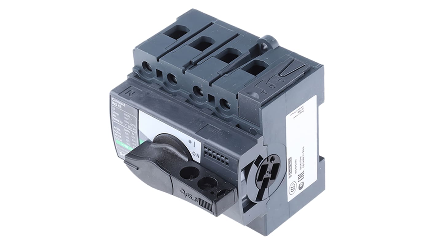 Interruttore di isolamento Schneider Electric 28903, 4P, 63A, IP40 - Serie INS40/160. Ideale per circuiti di distribuzione e controllo rotativo.
