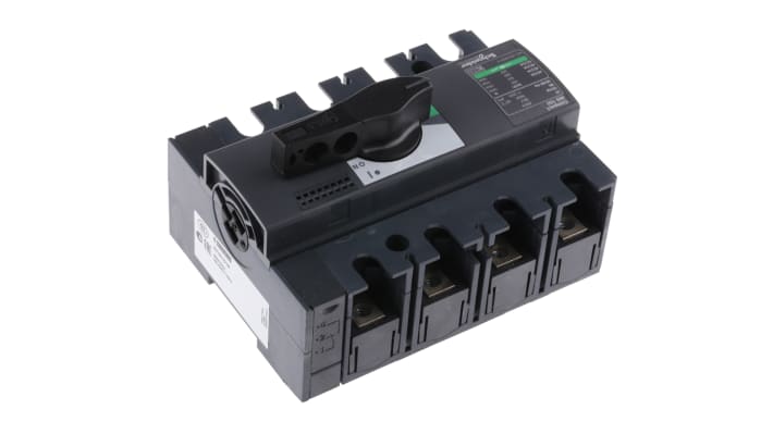 Interruttore di isolamento Schneider Electric 28913, 4P, 160A, IP40 per circuiti di distribuzione elettrica. Conforme agli standard IEC e EN.
