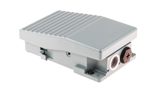 Interruttore a pedale Schneider Electric XPEM110, metallo blu IP66 1NC 1NO per automazione industriale.