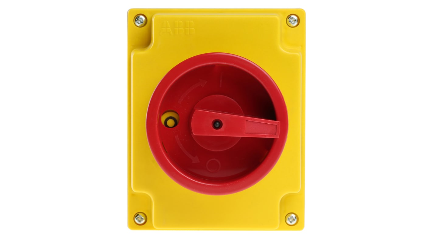 Interruttore di isolamento ABB S415KN-A 4 poli, 40A, IP65, contenitore in policarbonato, dimensioni 125x100x107mm.