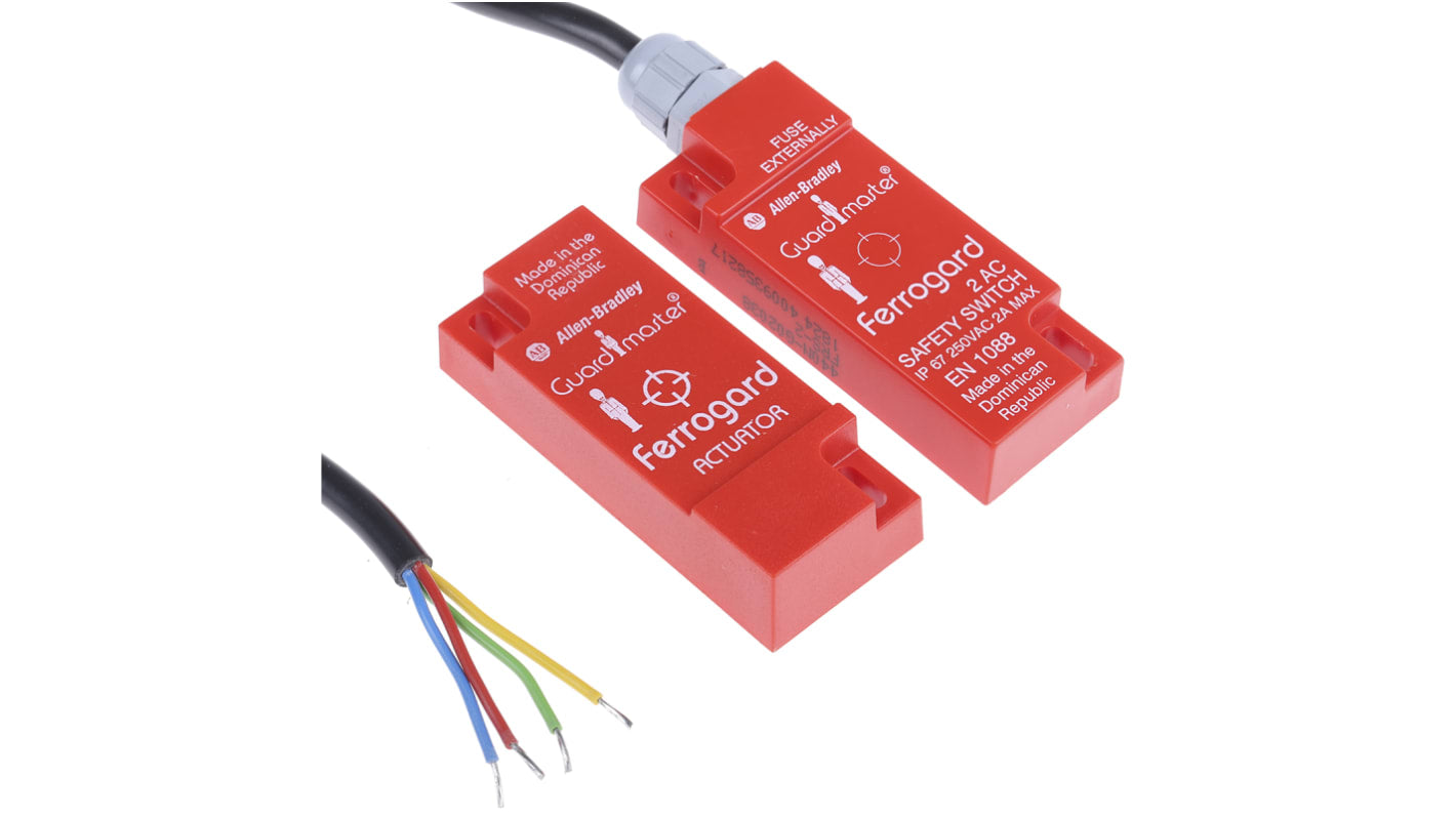 Interruttore di sicurezza senza contatto Allen Bradley Guardmaster 440N-G02038, IP67, 250V, attuatore magnetico, cavo 6 m.