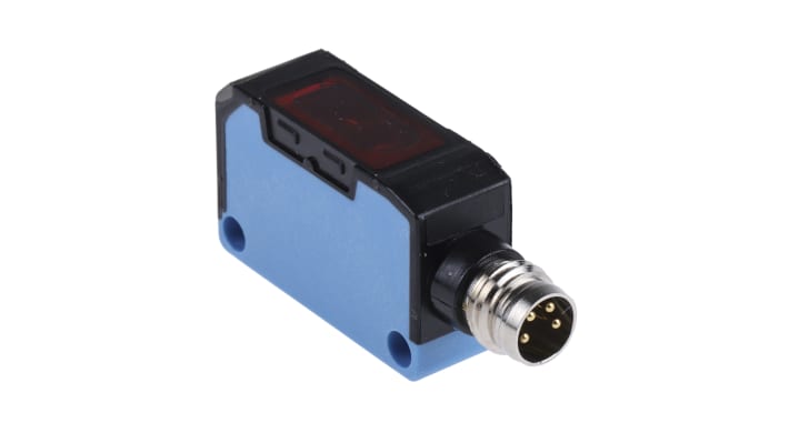 Sensore fotoelettrico rettangolare Sick WT150-P430, rilevamento 10-250 mm, uscita PNP, montaggio a pannello, grado di protezione IP67.