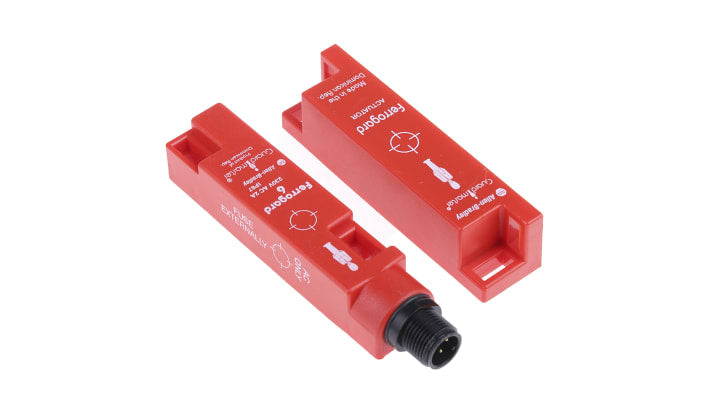 Interruttore di sicurezza magnetico Allen Bradley Guardmaster 440N-G02095, IP67, contatti NC, dimensioni 84mm x 19mm x 16mm.