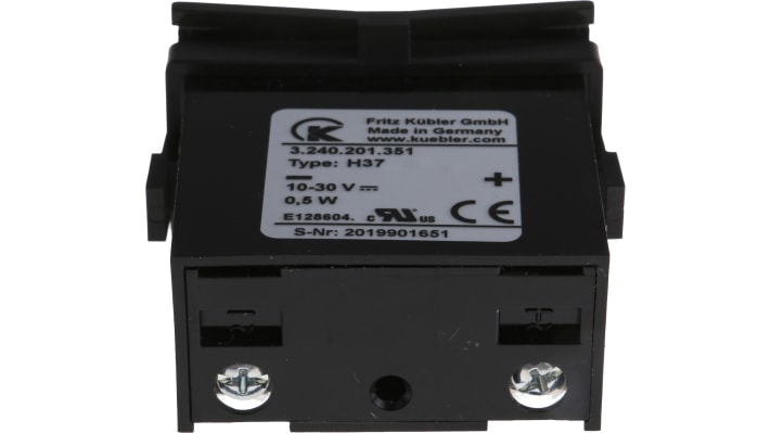 Contatore elettromeccanico Kübler 3.240.201.351, 8 cifre, montaggio a pannello, alimentazione 10-30 V c.c., IP65, dimensioni 22,2 mm x 45 mm.