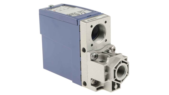 Sensore di pressione differenziale Telemecanique Sensors XMLA004A2S11, massimo 4 bar, uscita relè, IP66, temperatura -25/+70 °C.