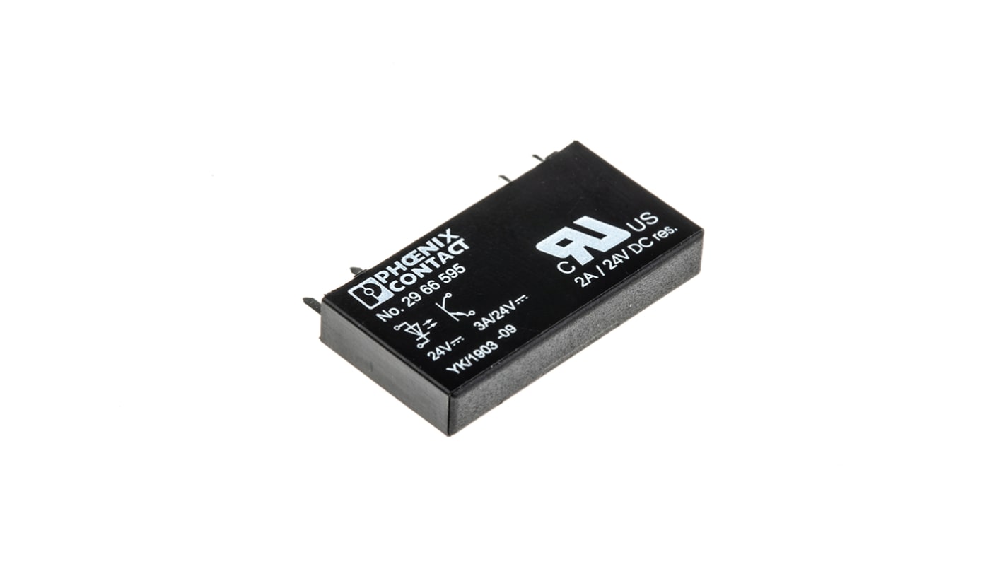 Relè a stato solido Phoenix Contact 2966595 SPST OPT-24DC/24DC/2 per circuito stampato. Resistente, senza parti mobili, operativo tra -25°C e +60°C. Ideale per applicazioni industriali e mediche.