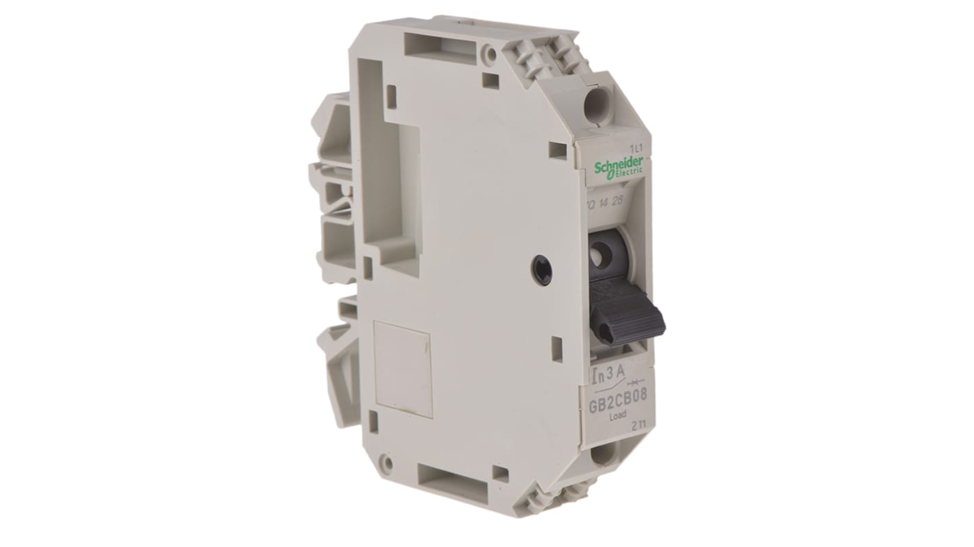 Interruttore termico Schneider Electric GB2CB08, 1P, 3A, 277V AC, 415V CA. Protezione per circuiti industriali su guida DIN, conforme allo standard IEC947-2.