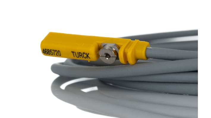 Turck BIM-UNT-AP6X, sensore magnetico PNP con cavo da 2 m, grado di protezione IP67, dimensioni 32x5x6 mm, montaggio a staffa.
